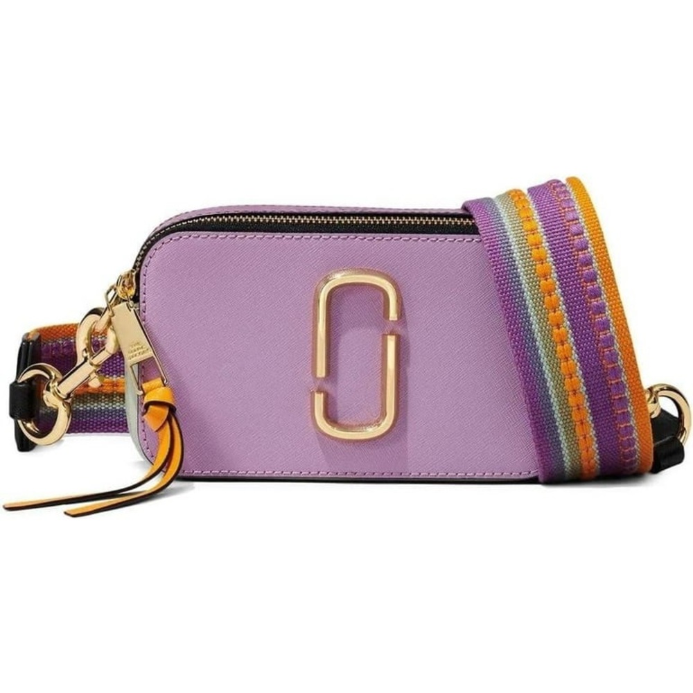 Marc Jacobs Snapshot Purple Crossbody Bag with Orange Accents